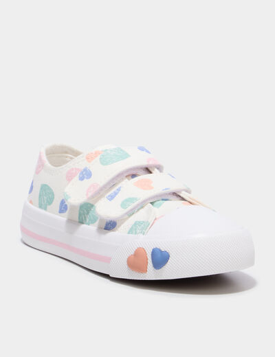 Tennis basses en toile bout renforc&eacute; multicolore fille