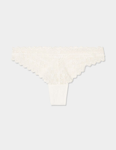 Tanga en dentelle blanc femme