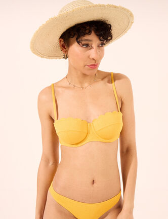 Haut de maillot de bain bandeau jaune femme