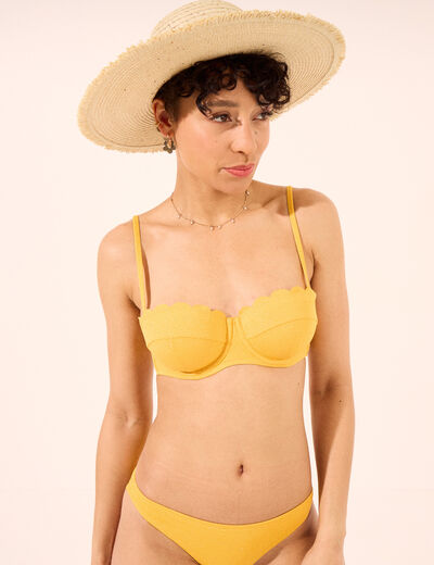 Haut de maillot de bain bandeau jaune femme