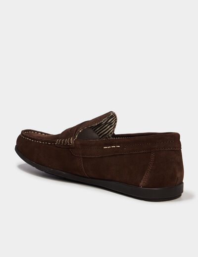 Mocassins en cuir daim marron homme