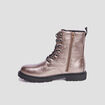 Bottines vernies zippées à lacets gris argent femme