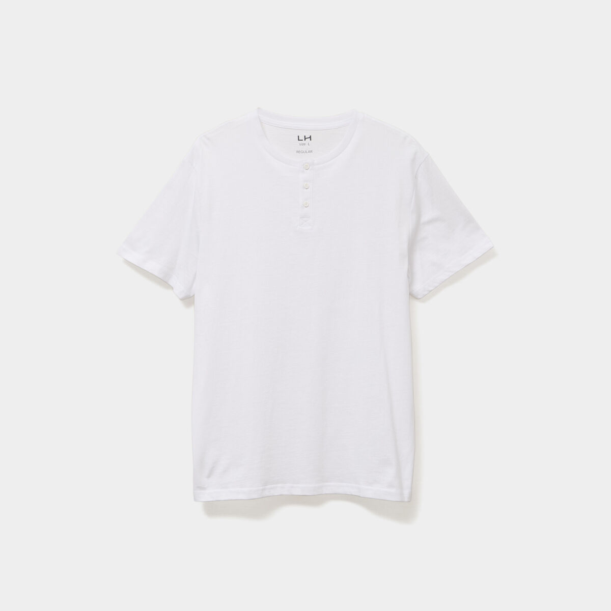 T-shirt col tunisien manches courtes blanc homme