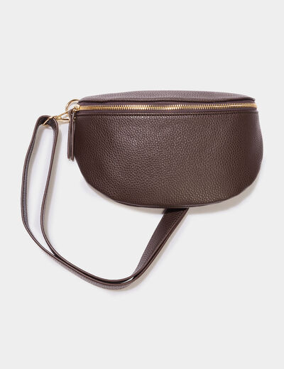 Sac banane arrondi marron foncé femme