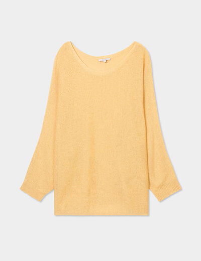 Pull manches longues col rond jaune clair femme grande taille