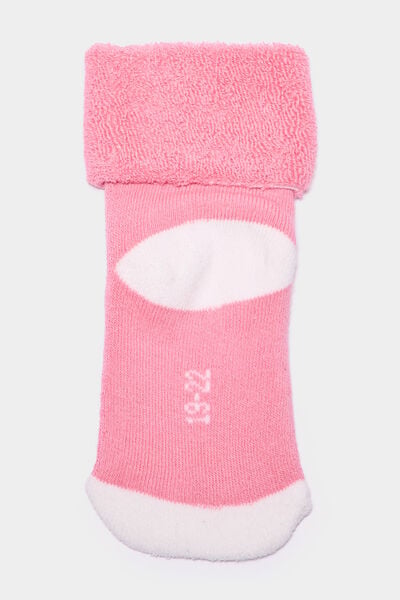 Lot 3 paires chaussettes d'int&eacute;rieur rose b&eacute;b&eacute; fille