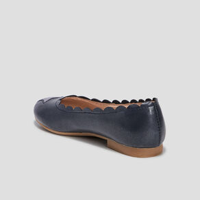 Ballerines en cuir bord festonné Creeks bleu marine fille