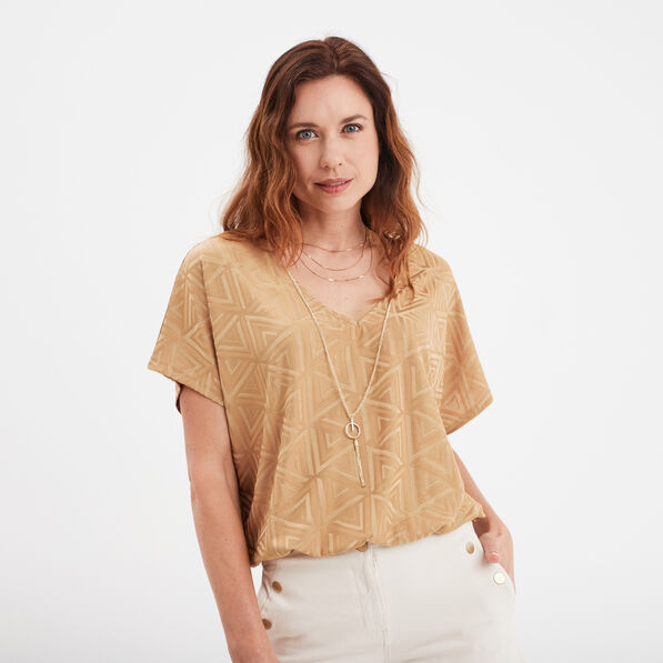 t shirt col en v bijou mosquitos marron clair femme T-shirt col en V bijou Mosquitos marron clair femme