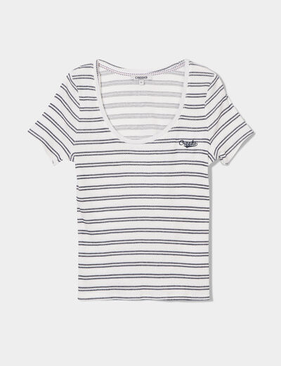 T-shirt col rond manches courtes Creeks blanc femme