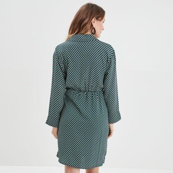 robe col cache coeur avec noeud bleu marine femme Robe col cache-coeur avec noeud bleu marine femme