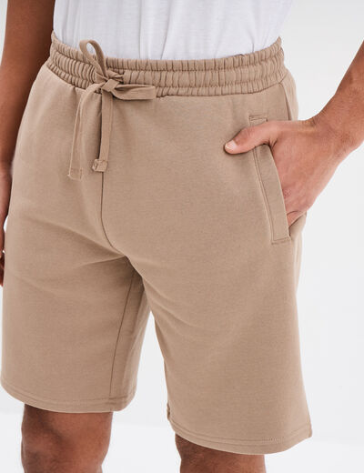 Short jogging molletonné droit taupe homme