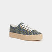Tennis basses semelles en corde bleu femme