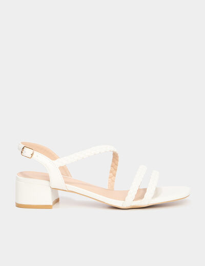 Sandales à talons 5 cm blanc femme