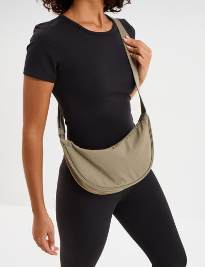 Sac banane en bandouli&egrave;re vert kaki femme
