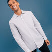 Chemise droite imprimée manches longues ecru homme
