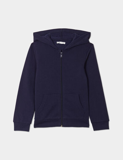 Sweat à capuche zippé bleu marine fille