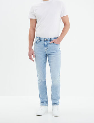 Jeans slim 5 poches denim bleach homme
