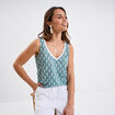 Débardeur col en V bretelles fines vert turquoise femme
