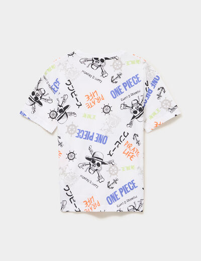 T-shirt manches courtes coton One Piece blanc gar&ccedil;on