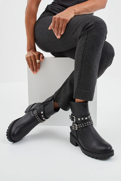Bottines boucles et clous à talons noir femme