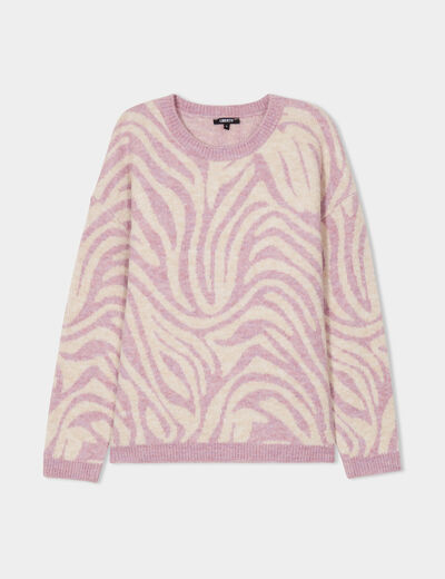 Pull col rond manches longues Liberto ecru femme