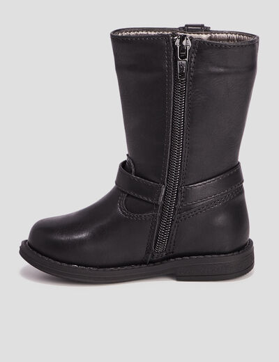 Bottes zippées avec boucles noir bébé fille