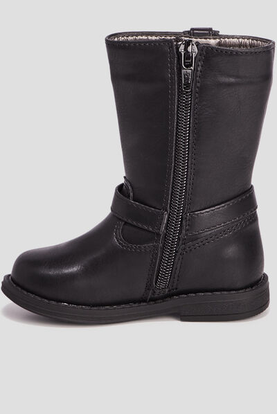 Bottes zippées avec boucles noir bébé fille