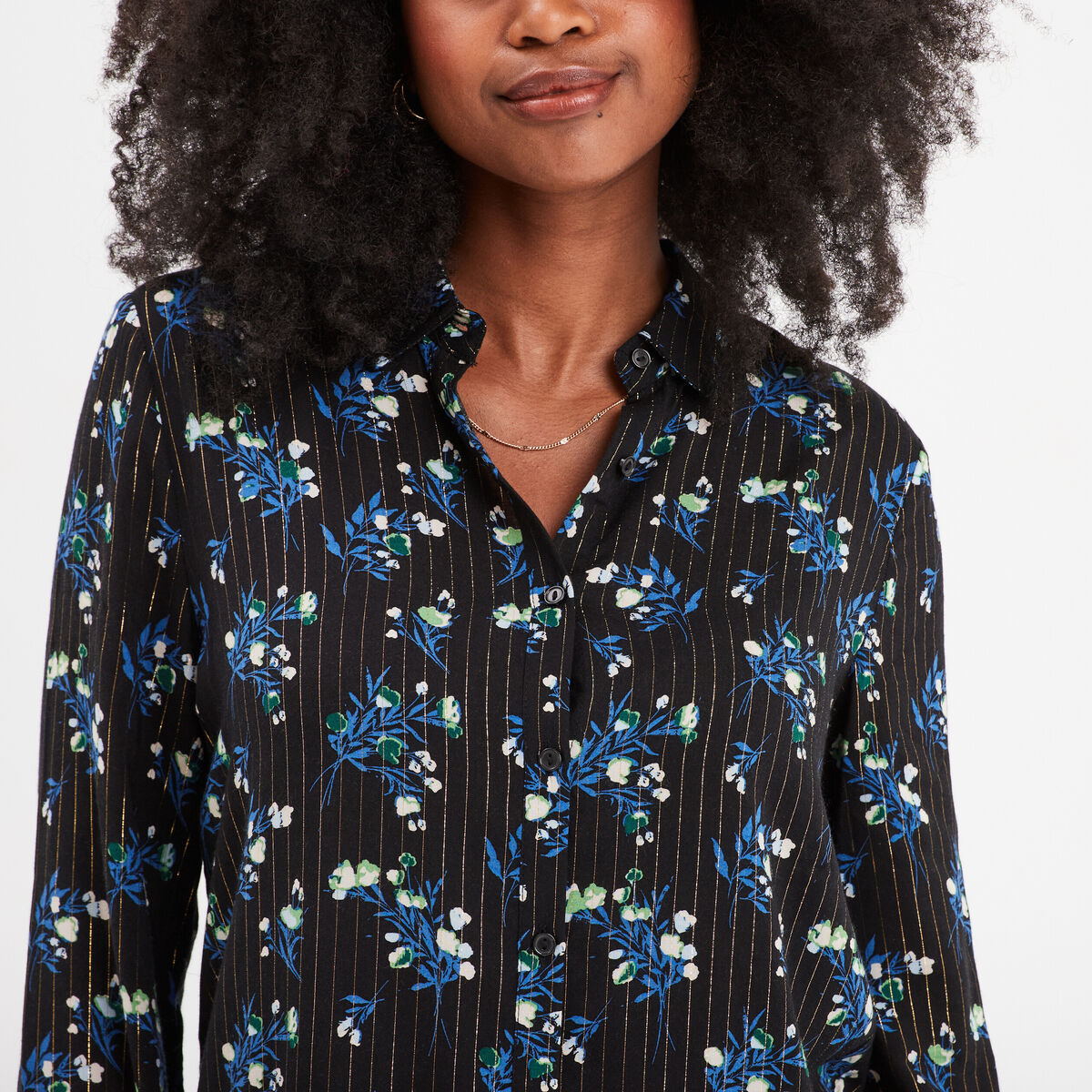 Chemise fluide manches longues noir femme