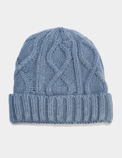 Bonnet &agrave; torsades bleu homme