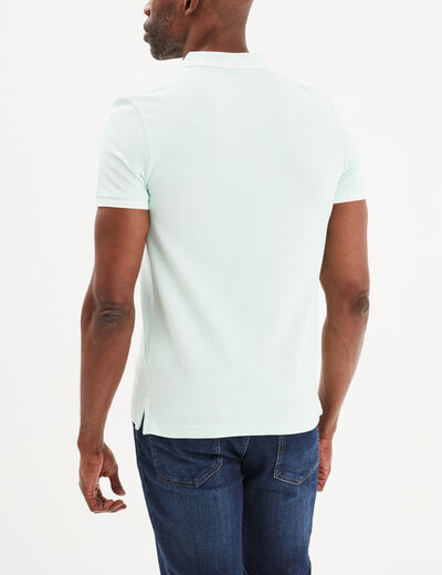 Polo manches courtes bords contrastés vert pastel homme