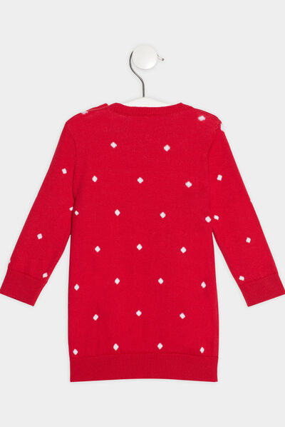 Robe pull droite rouge bébé fille