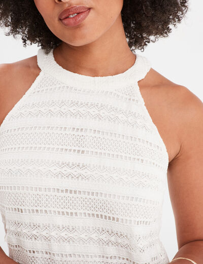 Robe dentelle encolure américaine Creeks blanc femme