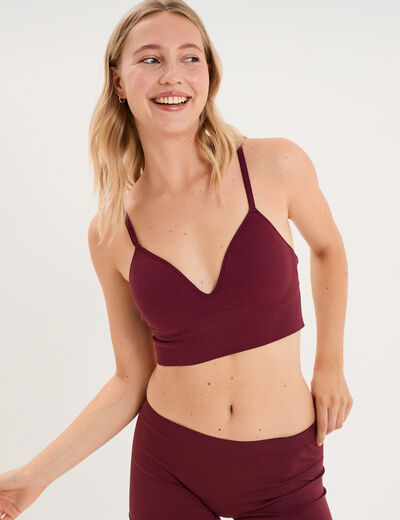 Brassi&egrave;re c&ocirc;tel&eacute;e padd&eacute;e sans armature prune femme