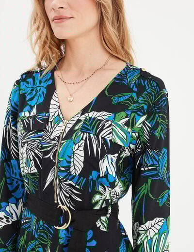 Robe droite ceinturée noir femme