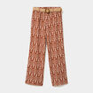Pantalon fluide large avec ceinture orange fonc&eacute; femme