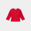 T-shirt col tunisien manches longues rouge b&eacute;b&eacute; gar&ccedil;on
