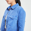 Surchemise cropped manches longues bleu electrique femme