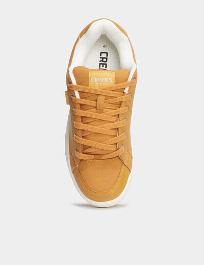 Tennis à lacets bout rond jaune foncé homme