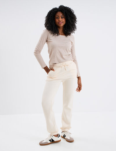 T-shirt à manches longues beige femme