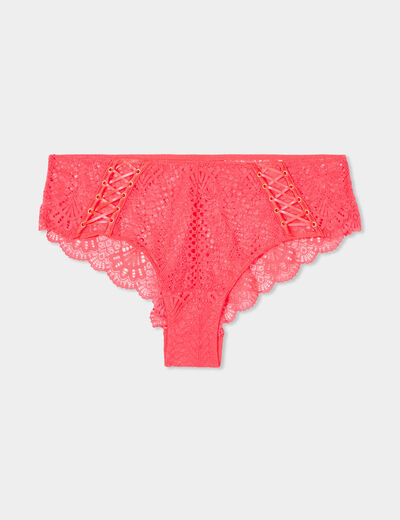 Shorty en dentelle rouge femme