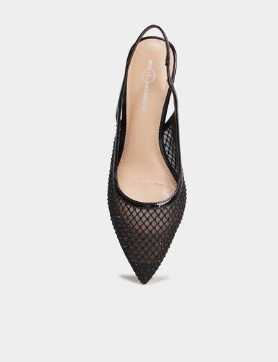 Escarpins à strass bout pointu Mosquitos noir femme