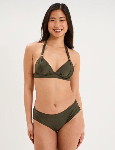 Haut de maillot de bain forme triangle vert kaki femme