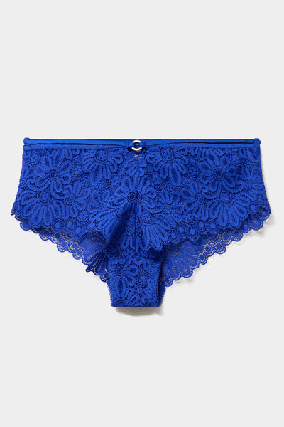 Shorty en dentelle bleu electrique femme
