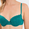 Soutien-gorge corbeille padd&eacute; dentelle vert turquoise femme