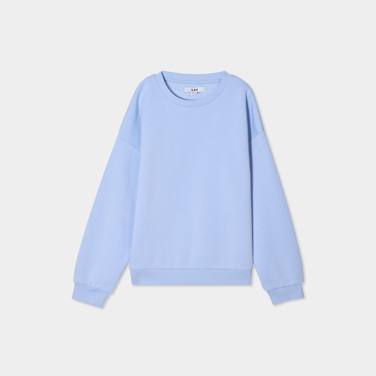 Sweat col rond manches longues bleu clair fille
