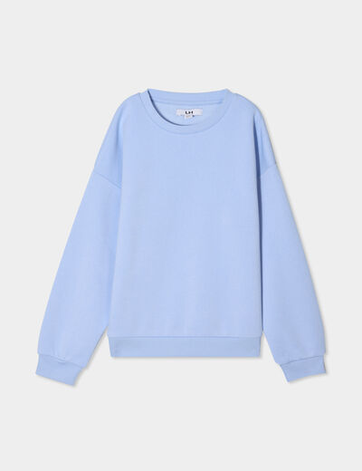 Sweat col rond manches longues bleu clair fille