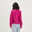 Pull col rond avec boutons rose fushia femme