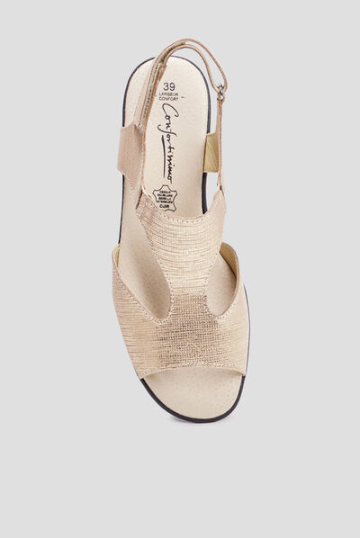 Sandales à talons pied large en cuir sable femme