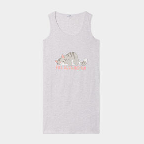 chemise de nuit sans manches coton gris clair femme Chemise de nuit sans manches coton gris clair femme