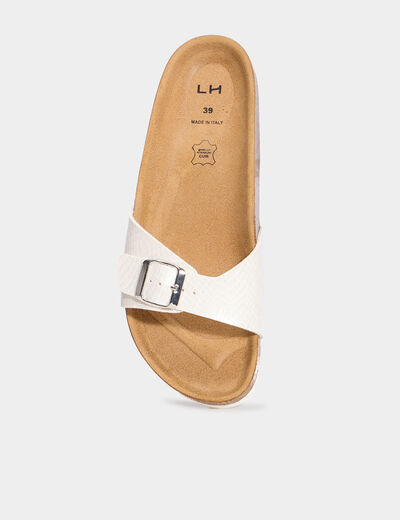 Mules anatomiques &agrave; bride avec boucle blanc femme
